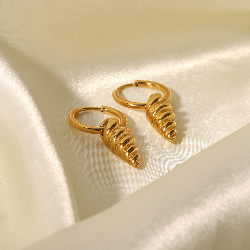 18K Gold Plated Screw Pendant Fashion Earrings