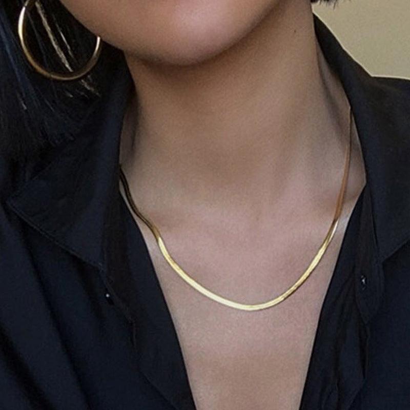 Flat Snake Bone Titanium Necklace - Elle Royal Jewelry