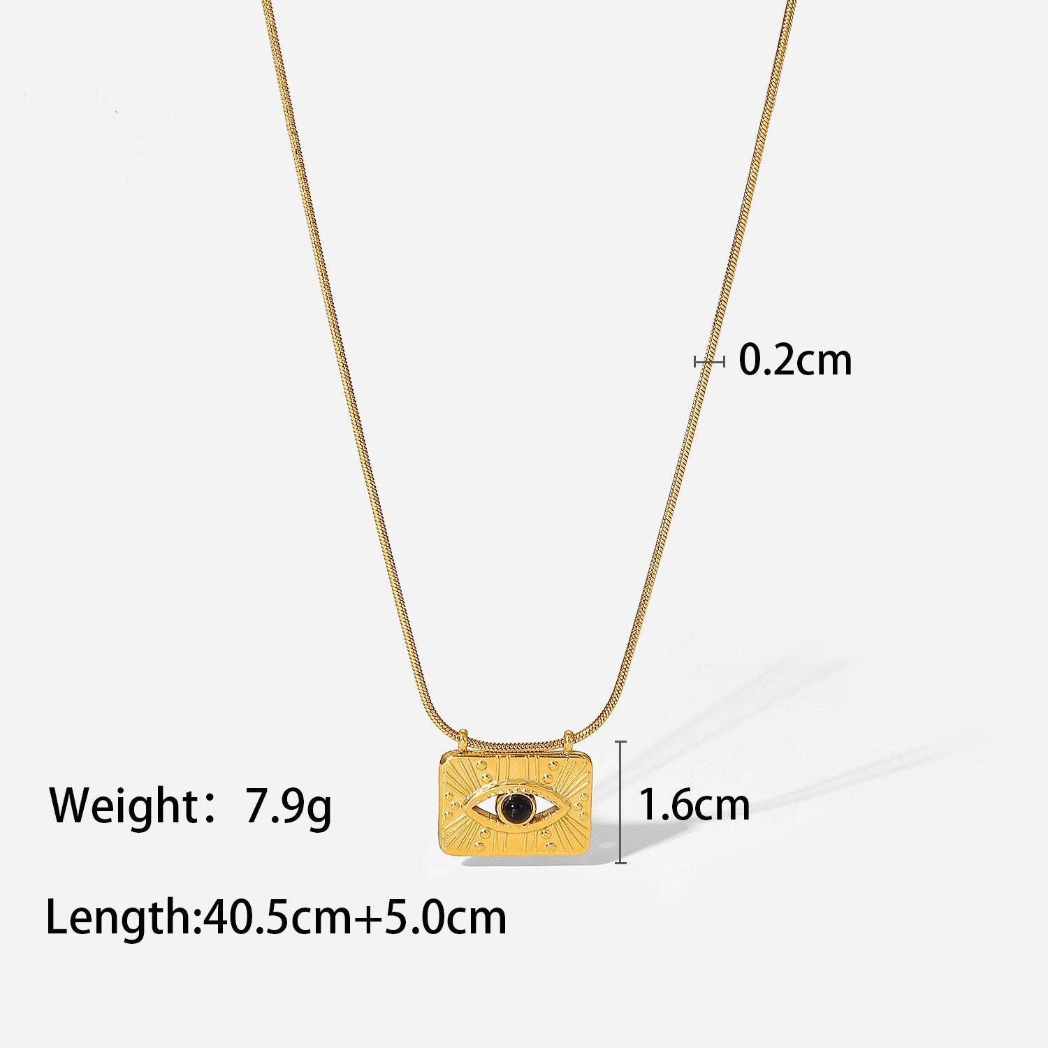 N31.French retro square eye pendant necklace - Elle Royal Jewelry