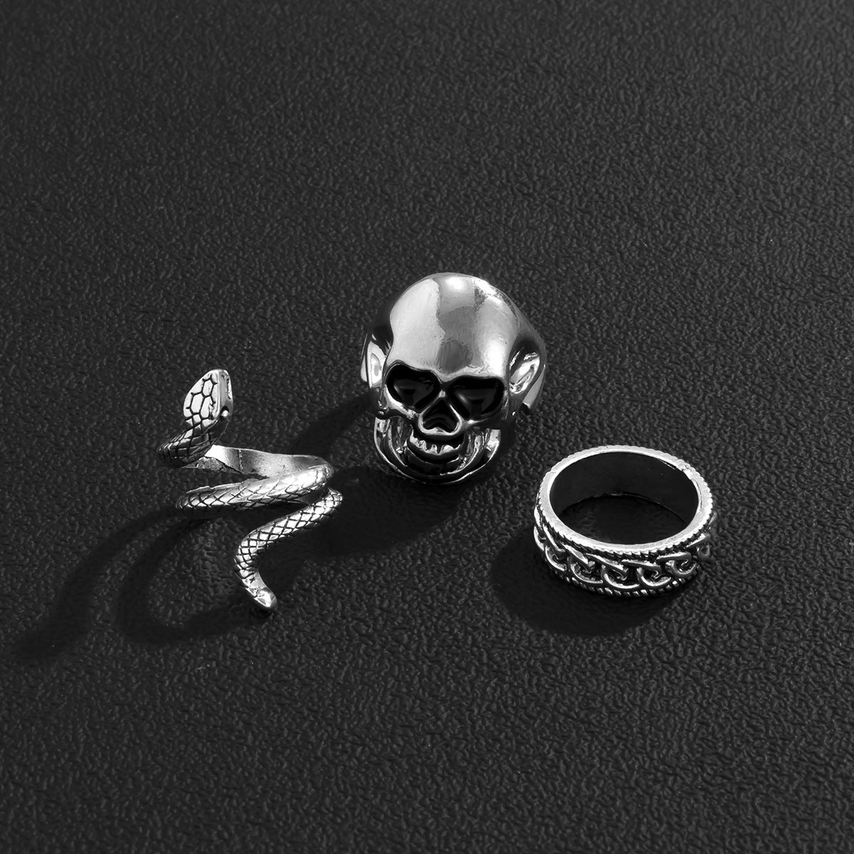Men Fashion Vintage Punk Skull/Boa Design Ring