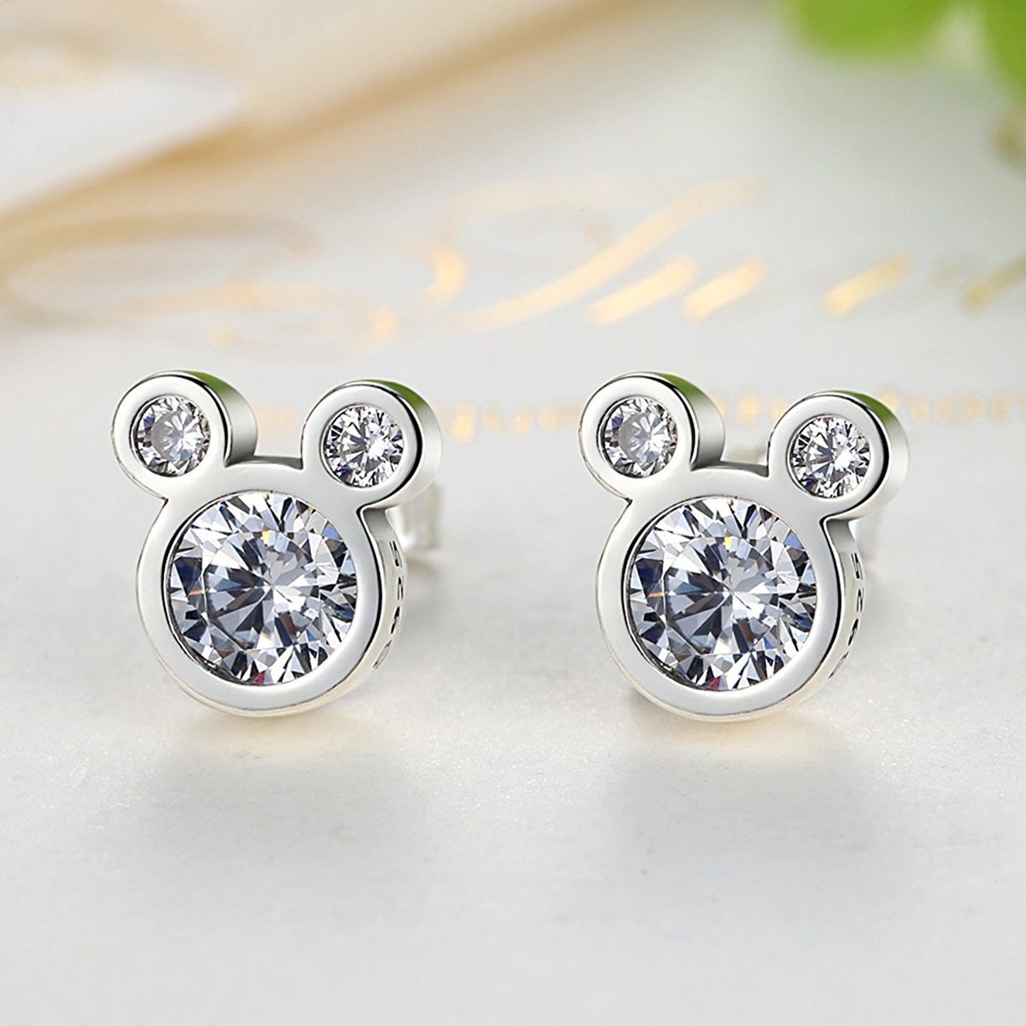 Delicate Dazzling Diamond Mickey Mouse Design Zirconia Earrings
