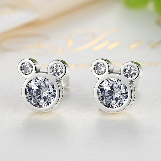 Delicate Dazzling Diamond Mickey Mouse Design Zirconia Earrings