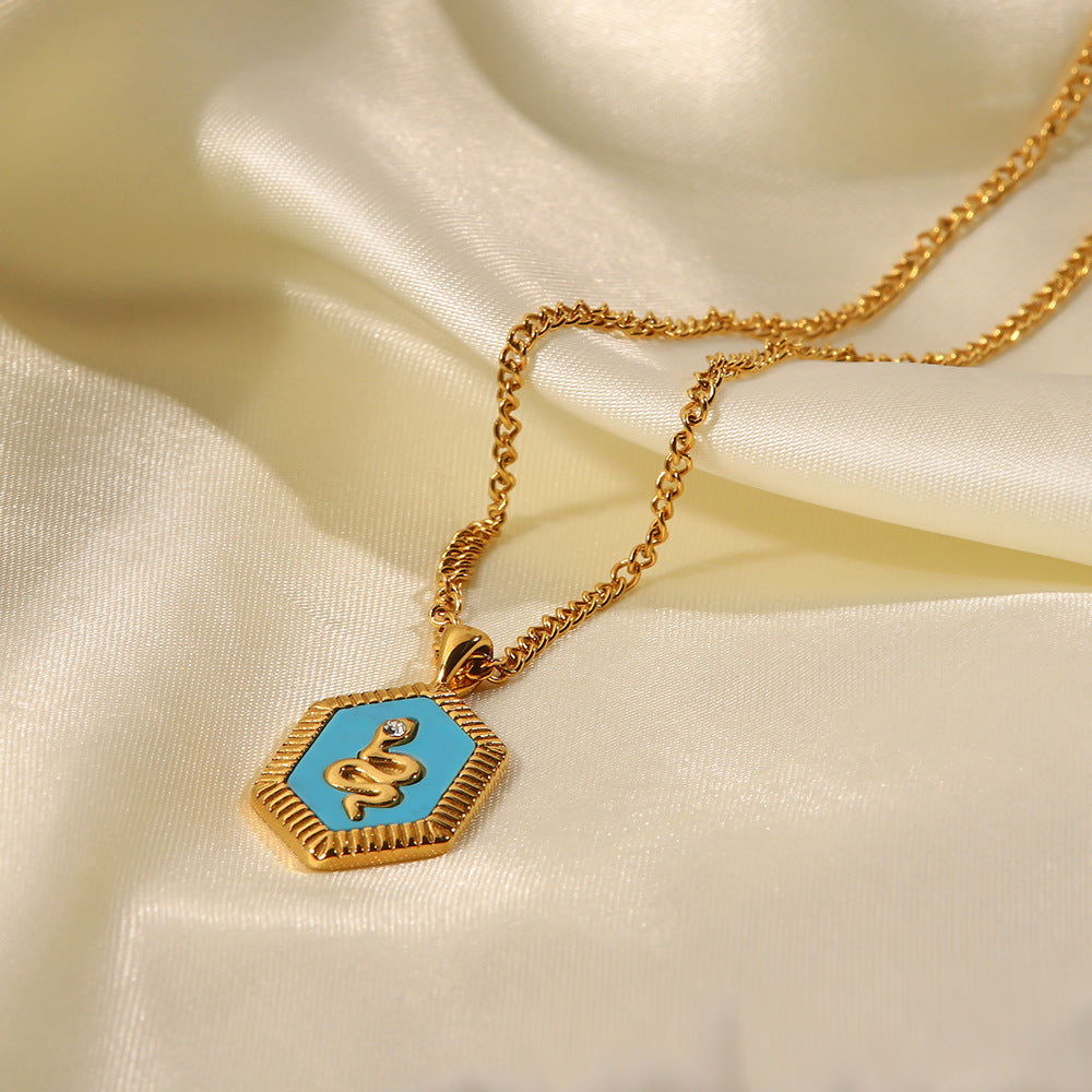 18k Gold Fashion Ancient Egyptian Pharaoh Snake Diamond Pendant Necklace