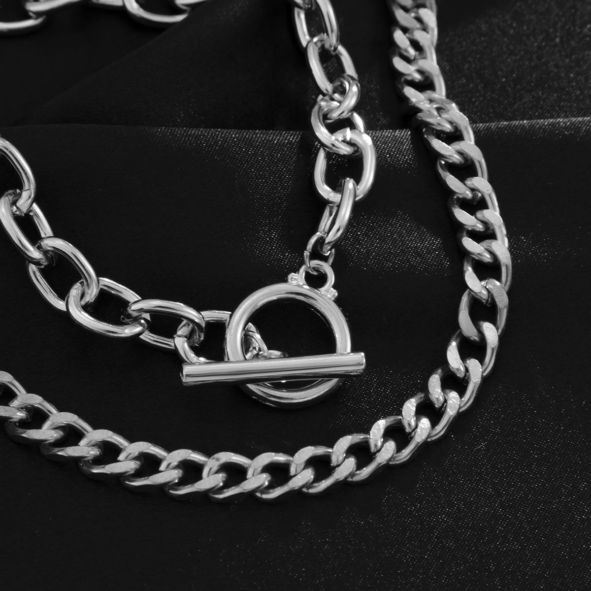 Men Double layer flat chain personalized OT buckle bracelet