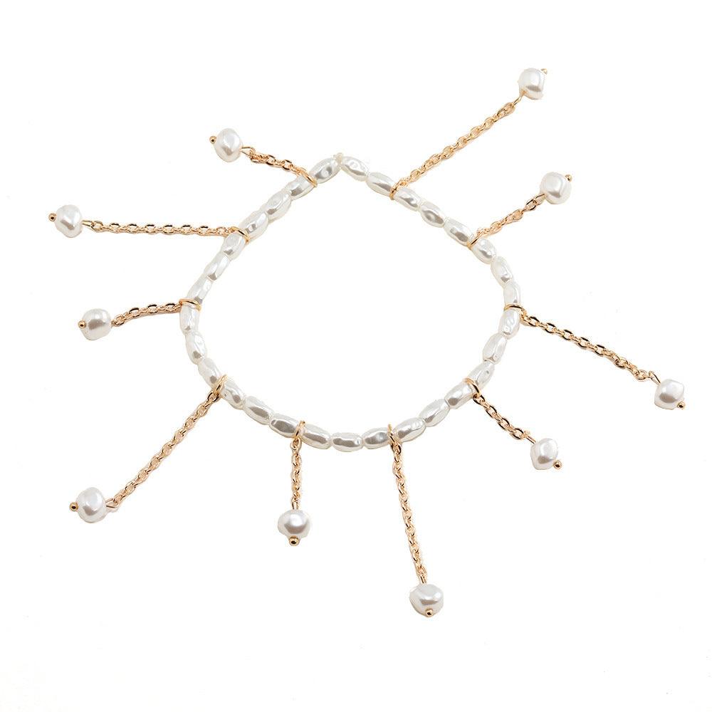 F4.Faux Pearl Pendant Anklet - Elle Royal Jewelry
