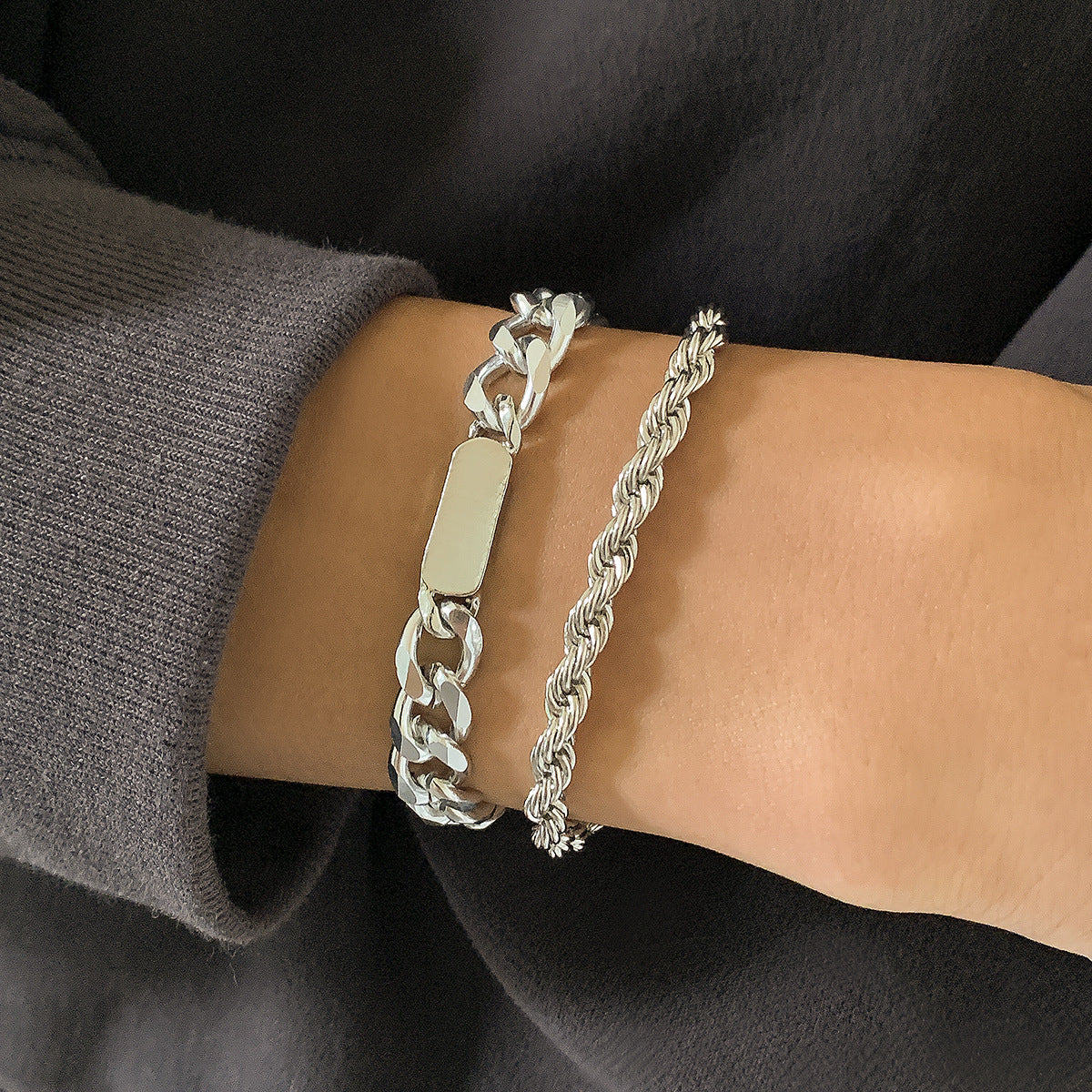 Double layered stitching versatile adjustable bracelet