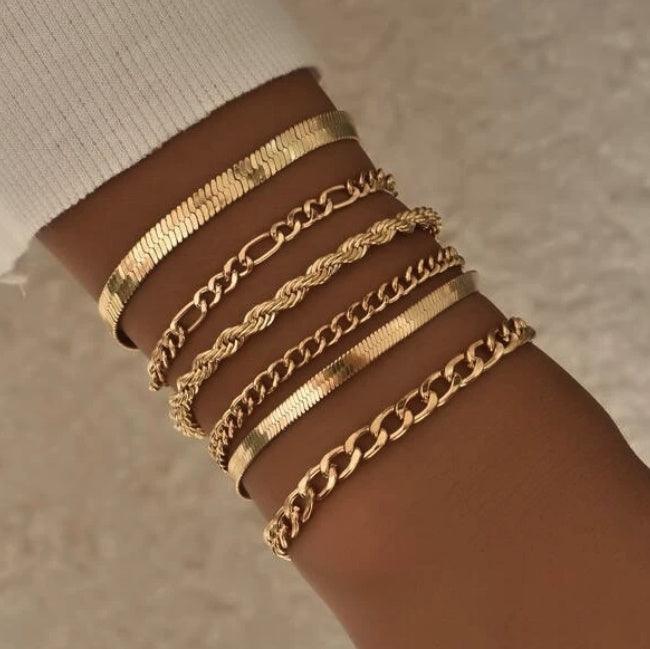 B6.6pcs Simple Chain Bracelet - Elle Royal Jewelry