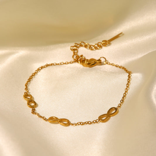 18K Gold Exquisite Fashion Infinity Symbol Design Versatile Bracelet