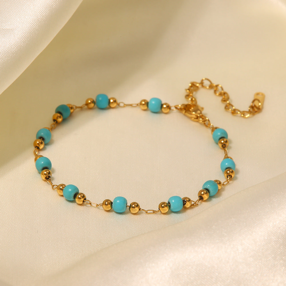 18K Gold Exquisite Fashion Turquoise Versatile Bracelet