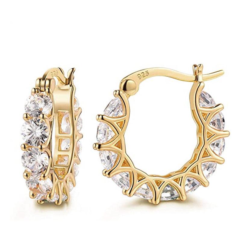 French full inlaid zircon lace earrings U-shaped earrings cross-border e-commerce hot sale - Elle Royal Jewelry