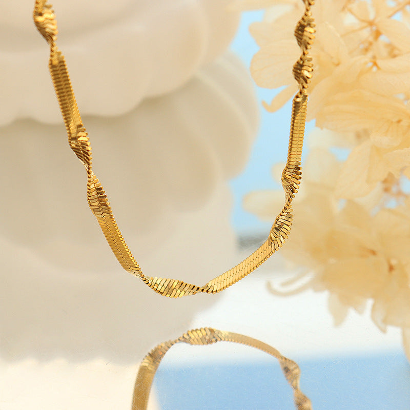 18K Gold Fashion Hip Hop Style Versatile Necklace Bracelet Set