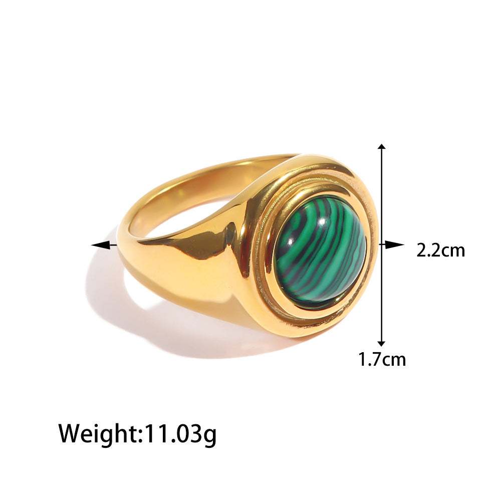 Trendy Inlaid Turquoise Malachite Versatile Ring