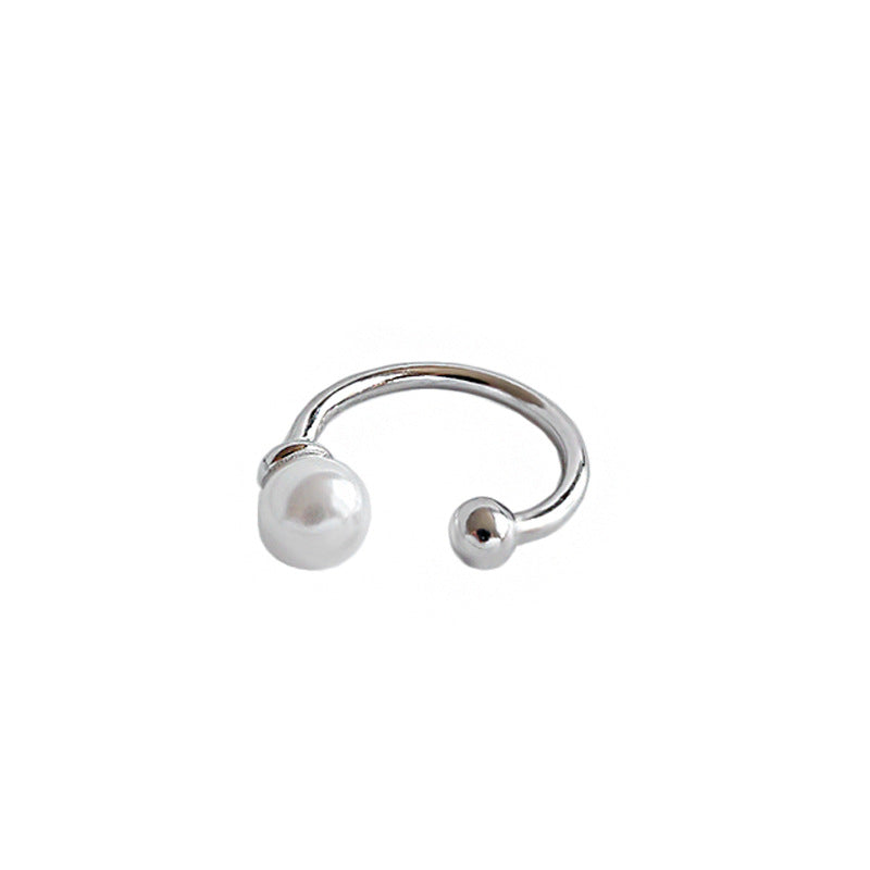 Fashion Round Shell Pearl 925 Sterling Silver Non-Pierced Earring(Single)