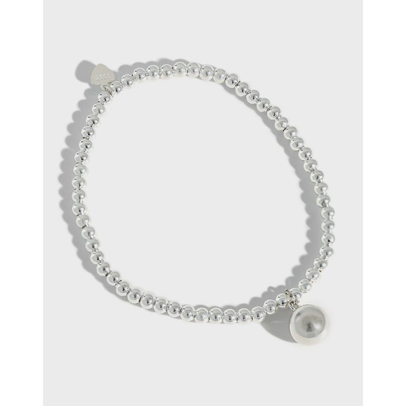 Students Round Beads Strings 925 Sterling Silver Bracelet