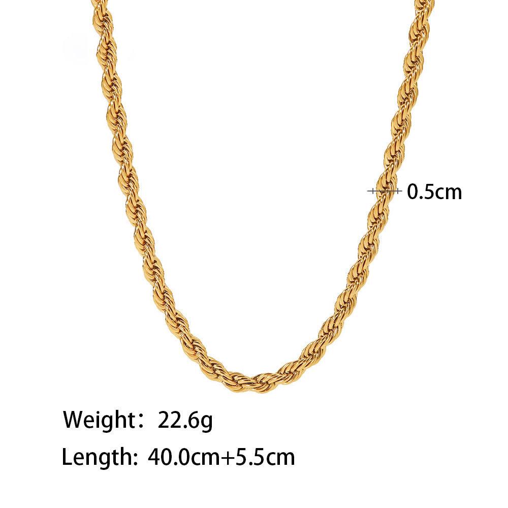 N35.18K Gold Stainless Steel Twist Necklace Popular - Elle Royal Jewelry