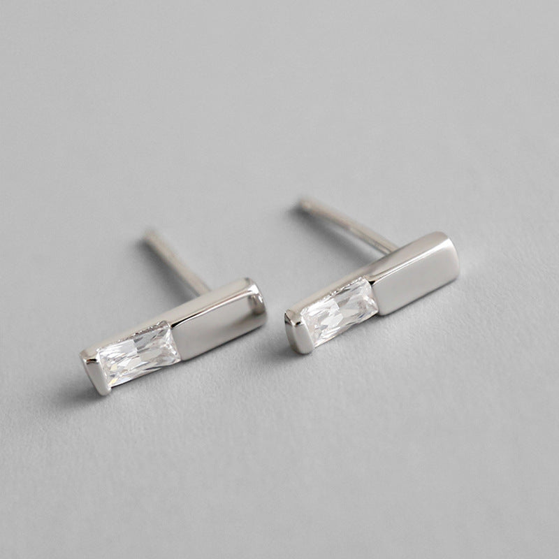 Geometry CZ Strip 925 Sterling Silver Stud Earrings