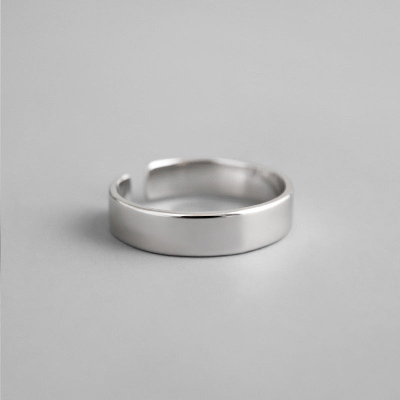 Simple Smooth Surface 4mm 925 Sterling Silver Adjustable Ring