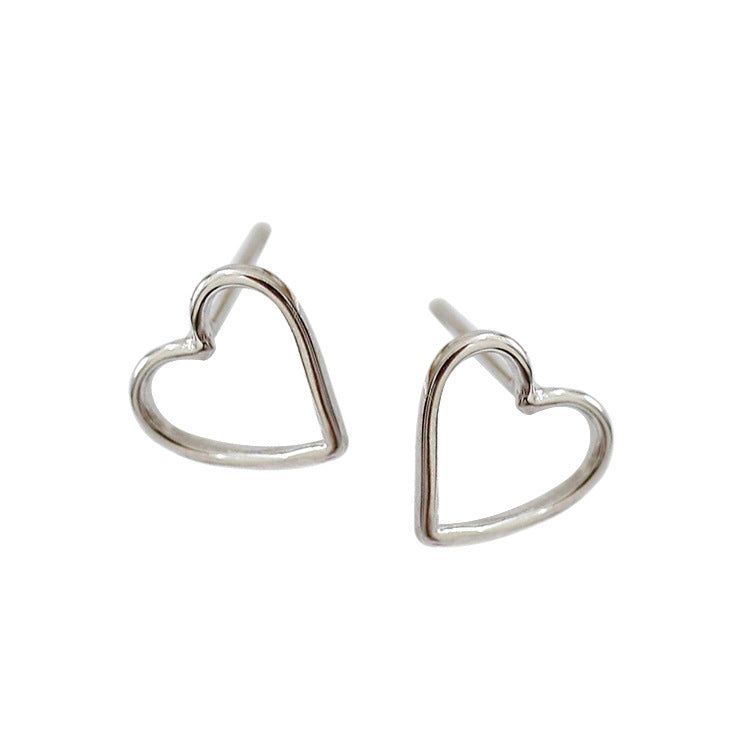 Promise Hollow Heart 925 Sterling Silver Stud Earrings