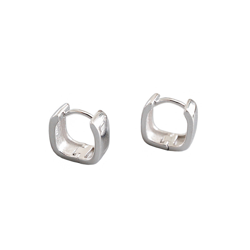Geometry Simple Hollow Square 925 Sterling Silver Hoop Earrings
