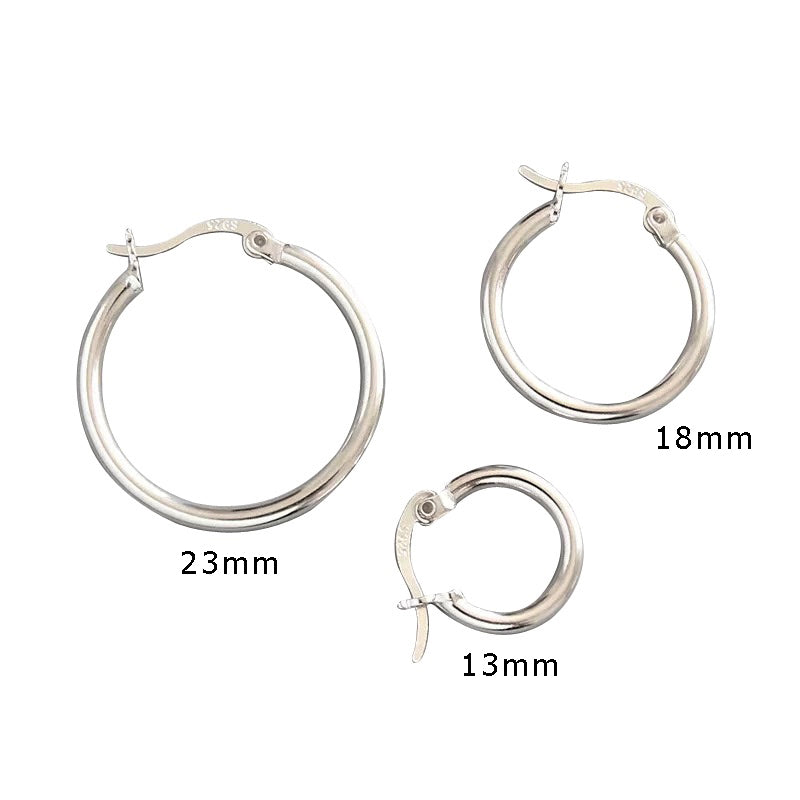 Fashion Simple Round 925 Sterling Silver Hoop Earrings