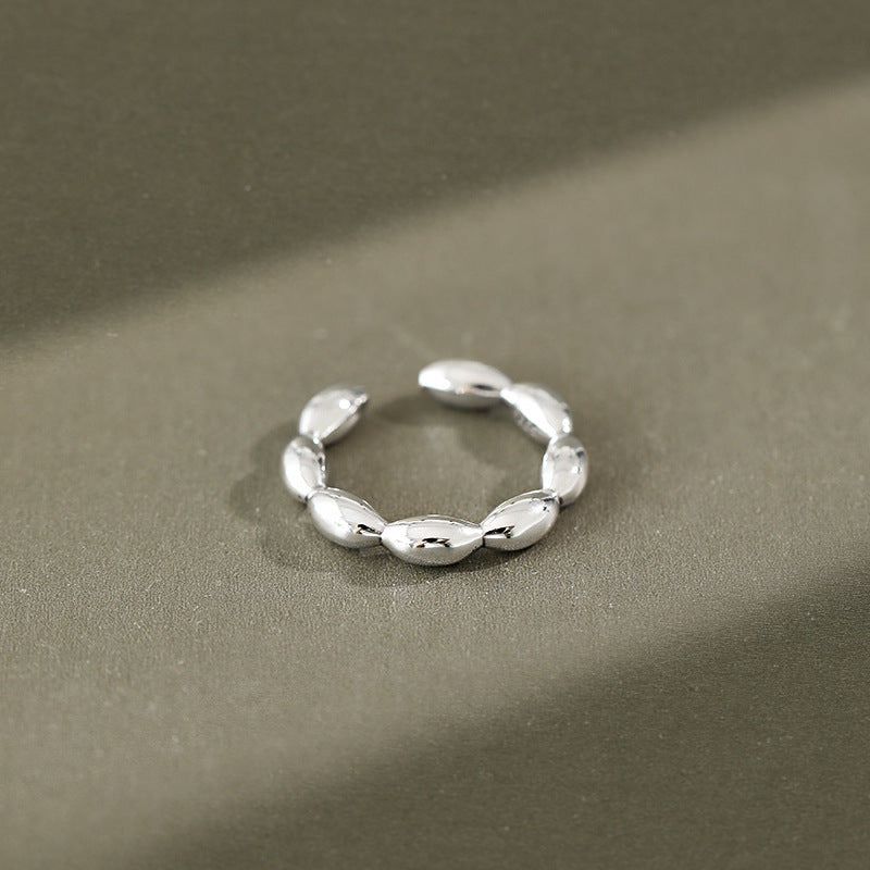 Modern Oval Beads 925 Sterling Silver Adjustable Ring