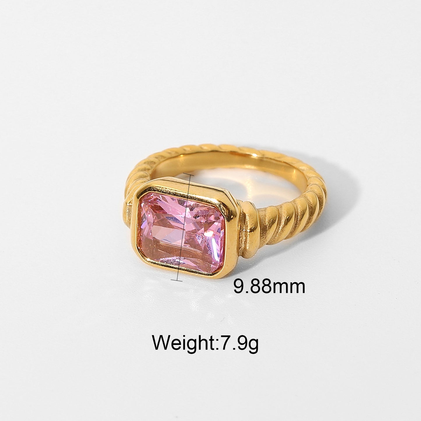 Pink Fashionable inlaid zircon cool design all-match ring