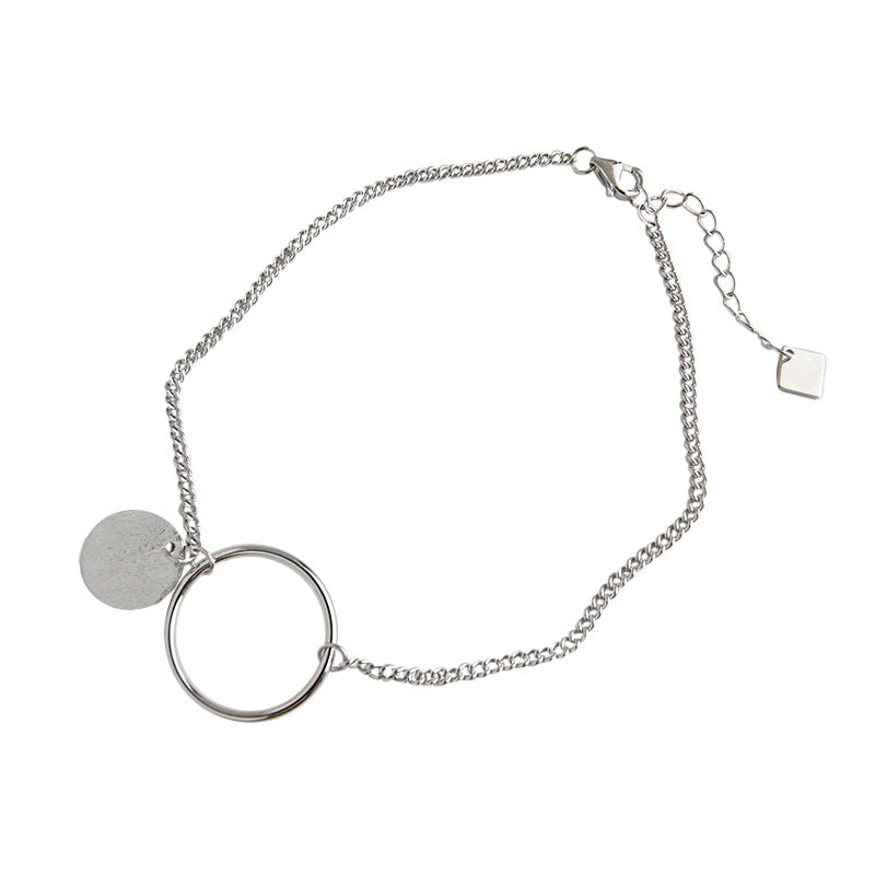 Simple Geometry Circle Round 925 Sterling Silver Anklet