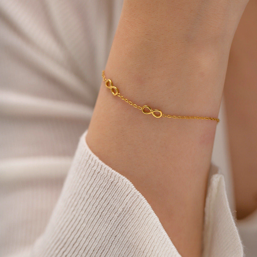 18K Gold Exquisite Fashion Infinity Symbol Design Versatile Bracelet