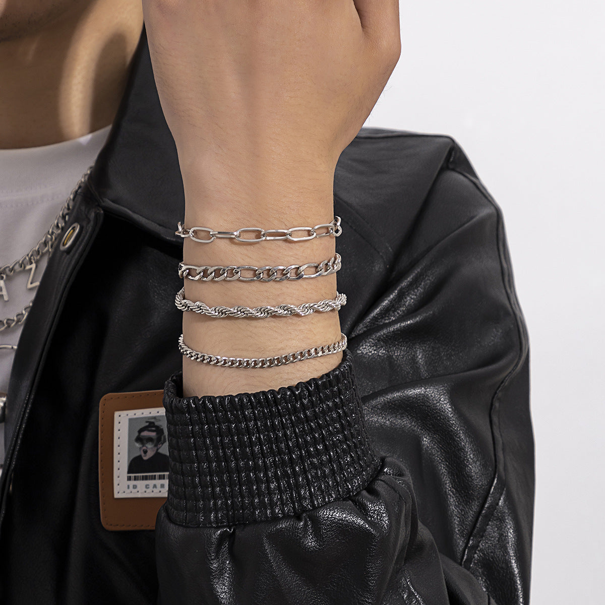 Men Fashion geometric multi -layer simple hand accessories