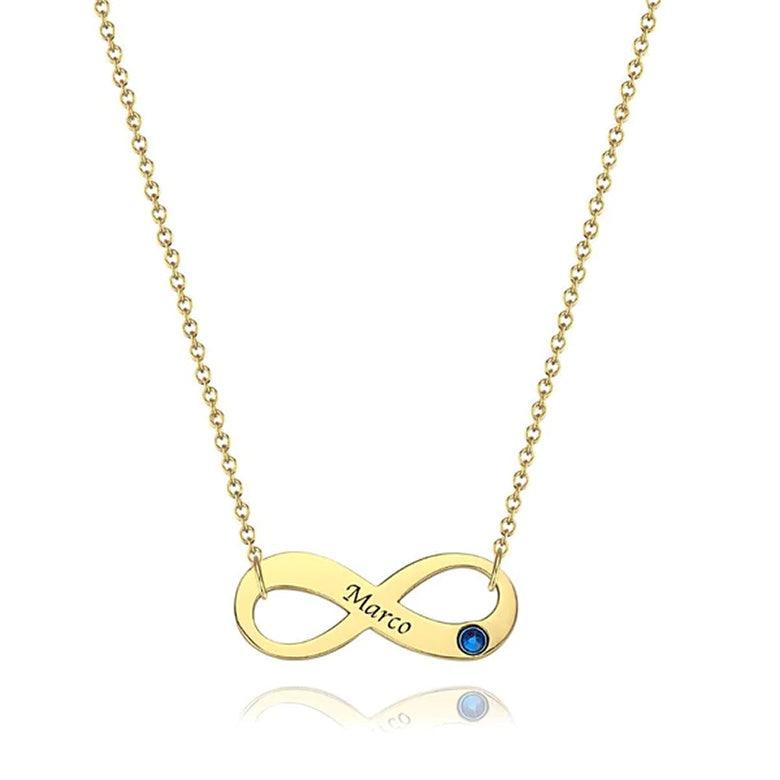 N19.Custom Birthstone Name Necklace - Elle Royal Jewelry