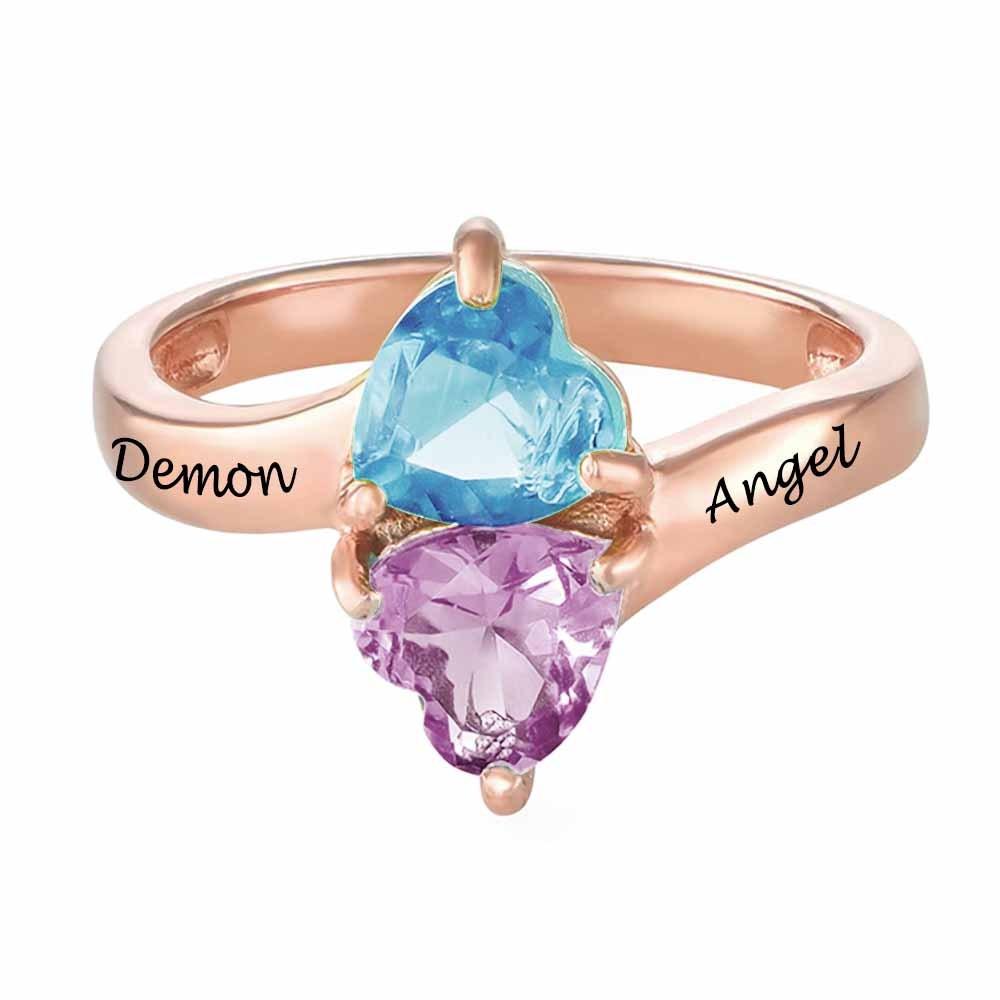 R16(Custom).Crystal clear heart diamond ring - Elle Royal Jewelry