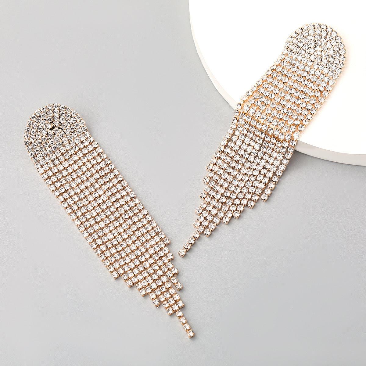 Super Sparkling Diamond Long Earrings - Elle Royal Jewelry
