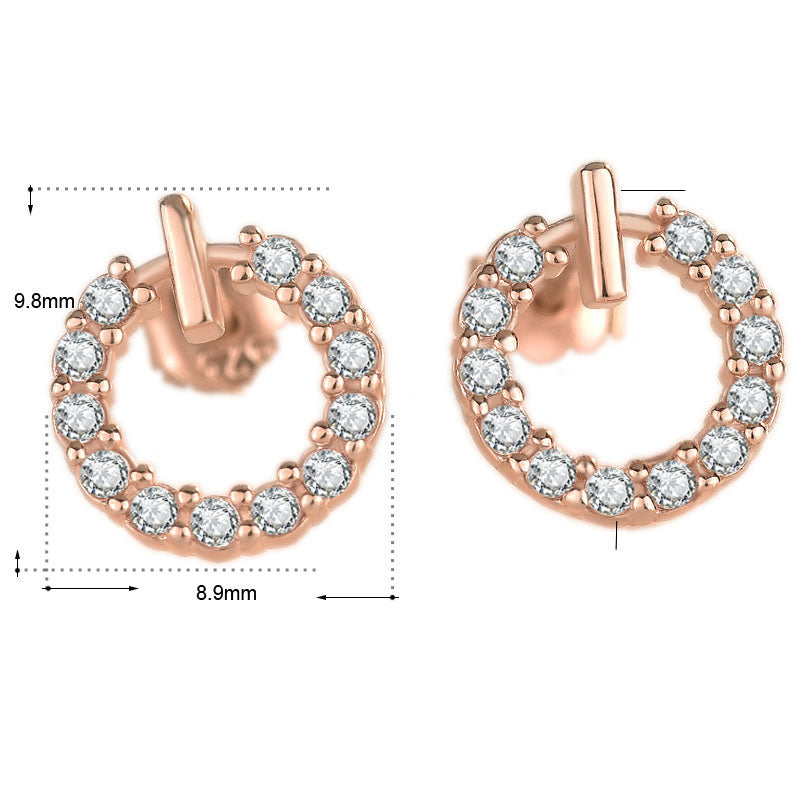 Geometry Round CZ Circle 925 Sterling Silver Stud Earrings