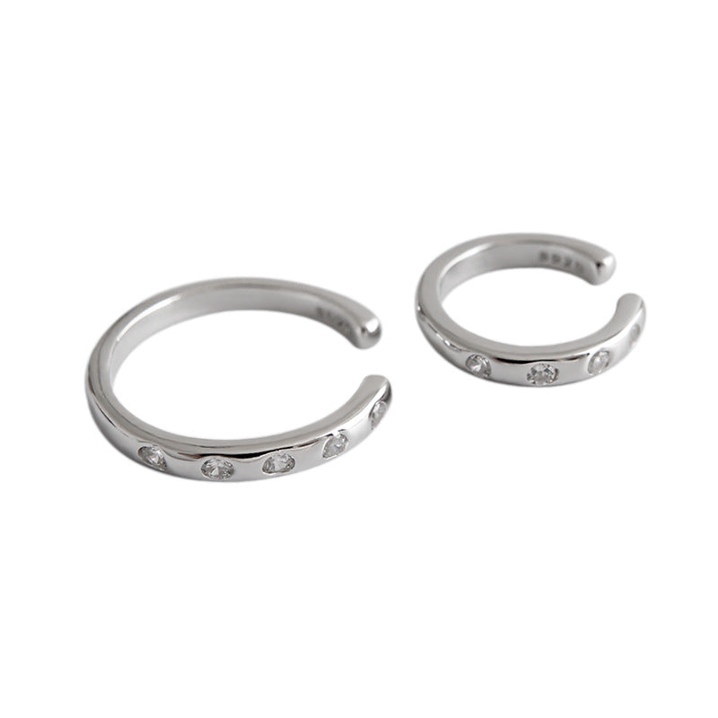 Fashion Round CZ Simple 925 Sterling Silver Non-Pierced Earring(Single)