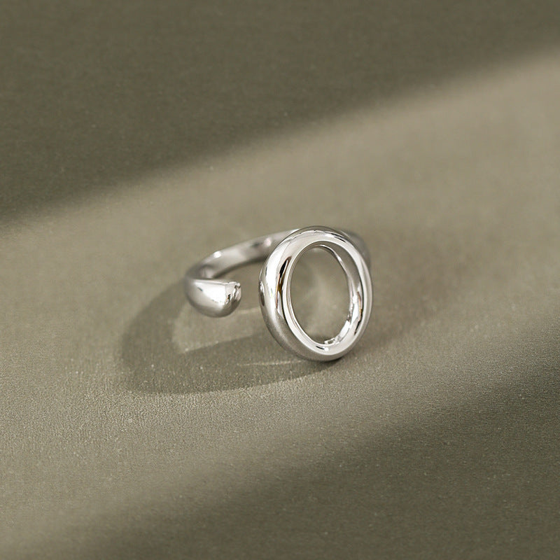 Simple Hollow Geometry Circle 925 Sterling Silver Adjustable Ring