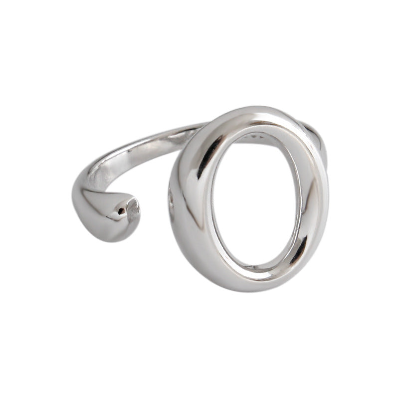 Simple Hollow Geometry Circle 925 Sterling Silver Adjustable Ring