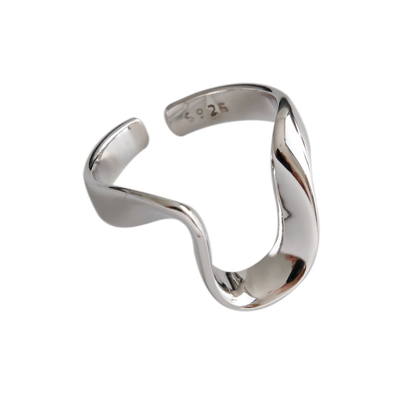 Simple Twisted U Shape 925 Sterling Silver Adjustable Ring