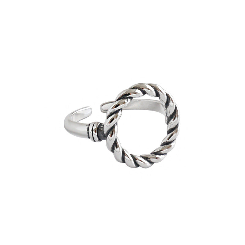 Vintage Twisted Circle 925 Sterling Silver Adjustable Ring