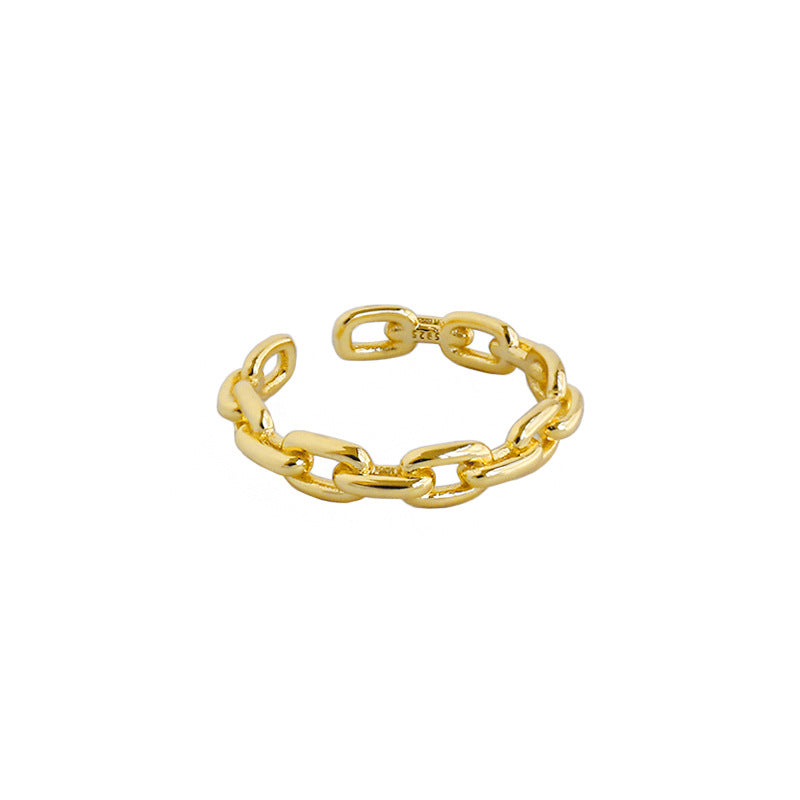Classic Hollow Chain Fashion 925 Sterling Silver Adjustable Ring
