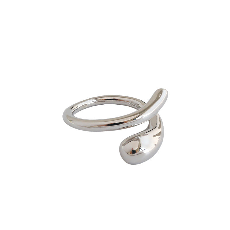 Simple A Water Drop 925 Sterling Silver Adjustable Ring