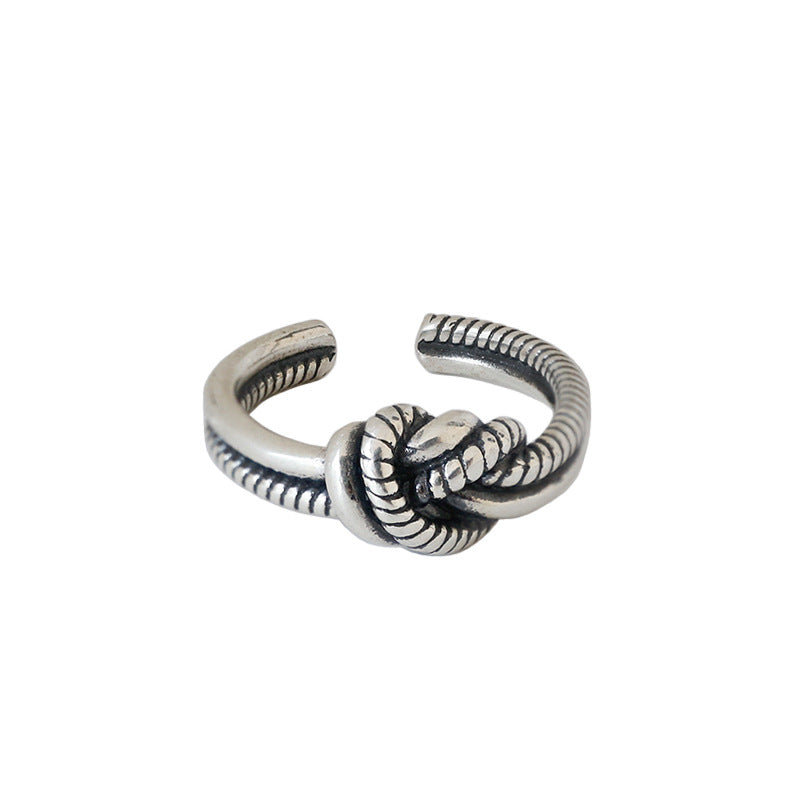 Vintage Twisted Knot Simple 925 Sterling Silver Adjustable Ring