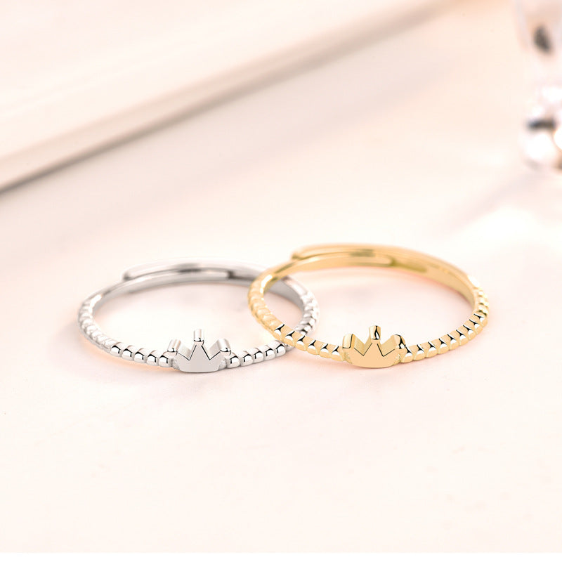 Casual Cute Mini Crown 925 Sterling Silver Adjustable Ring