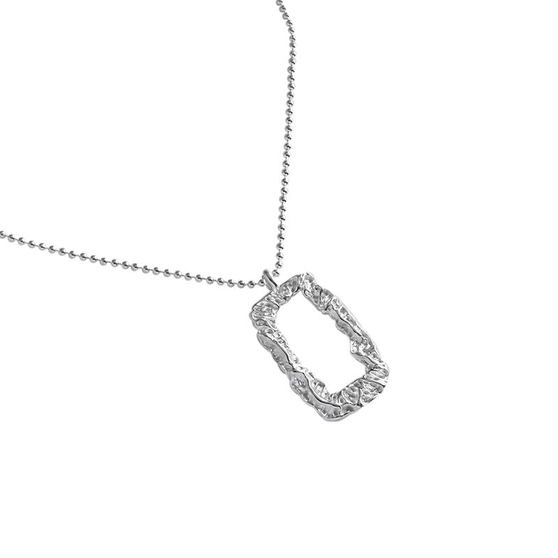 Geometry Hollow Rectangle 925 Sterling Silver Necklace