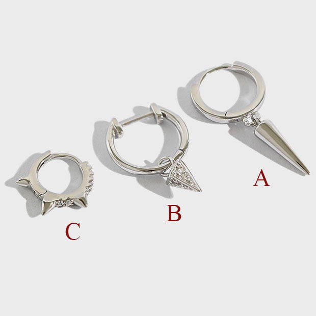 Geometry Rivet Fashion 925 Sterling Silver Hoop Earrings