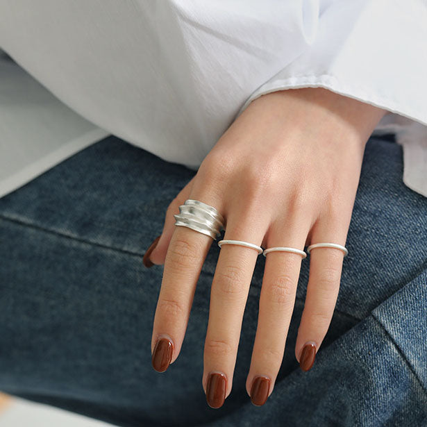 Simple Classic Tiny Thick 925 Sterling Silver Adjustable Tail Ring