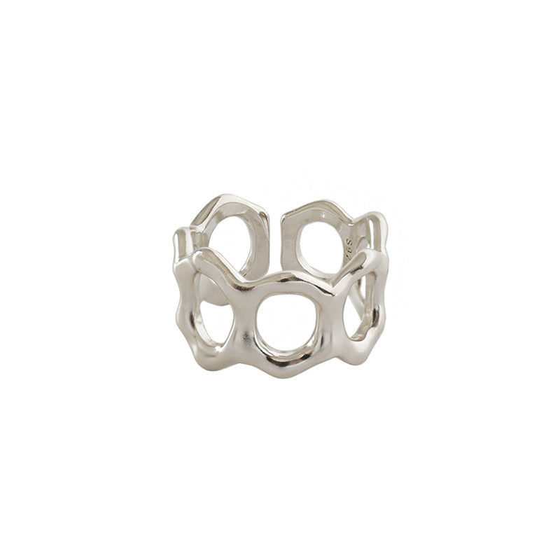Geometry Hollow Holes 925 Sterling Silver Adjustable Ring