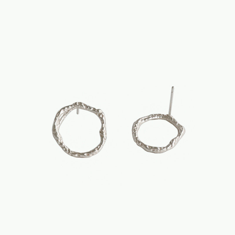 Casual Irregular Geometry Circle 925 Sterling Silver Stud Earrings