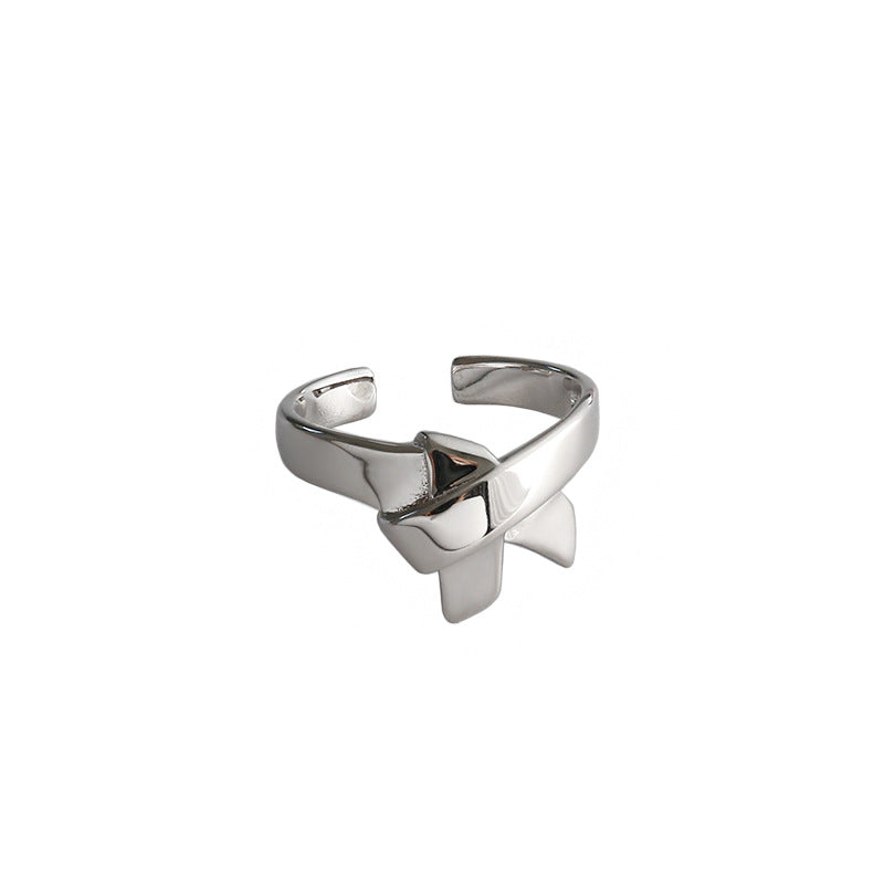 Party Irregular Bow-knot 925 Sterling Silver Adjustable Ring