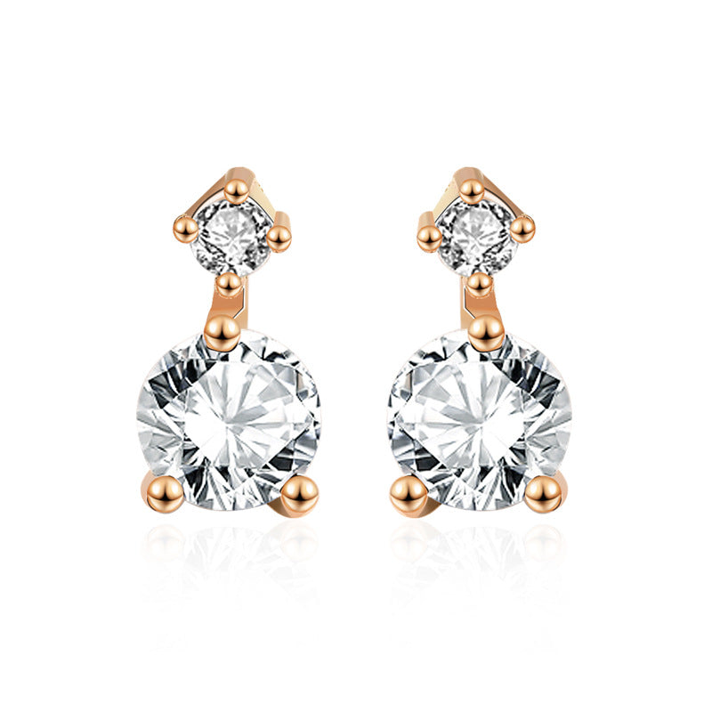 Classic Round CZ New 925 Sterling Silver Stud Earrings