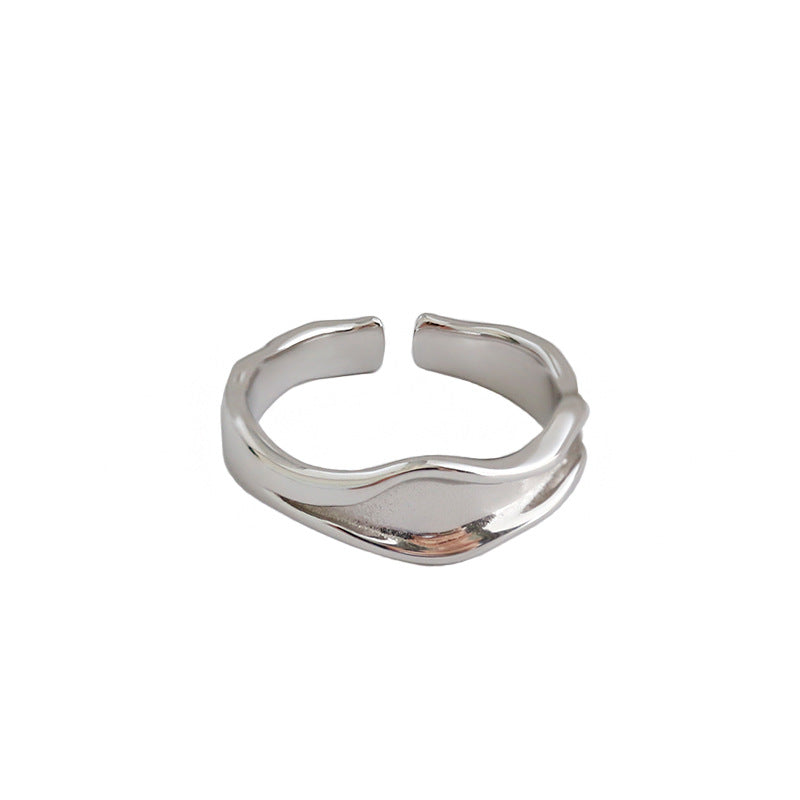 Graduation Irregular River 925 Sterling Silver Adjustable Ring